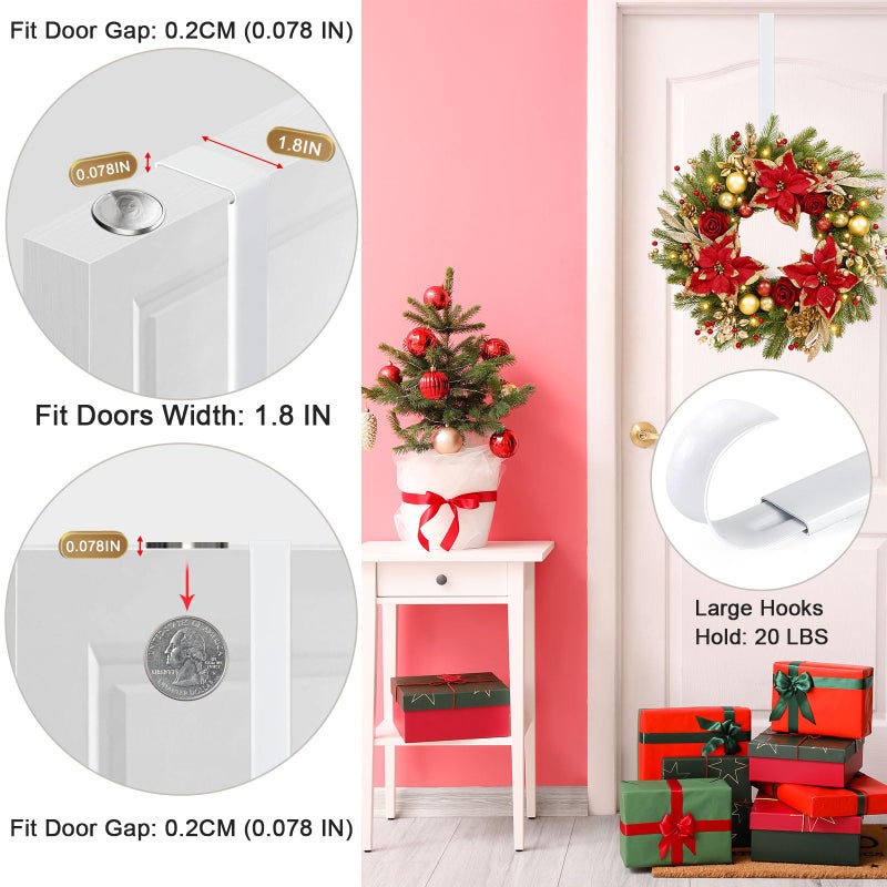 HEYHOUSE Wreath Hanger,Adjustable Length 14.9-25 Inch Metal Door Hanger,Wreath Hanger for Front Door 20 lbs Larger Christmas Wreaths Decorations HookWhite - Image 5